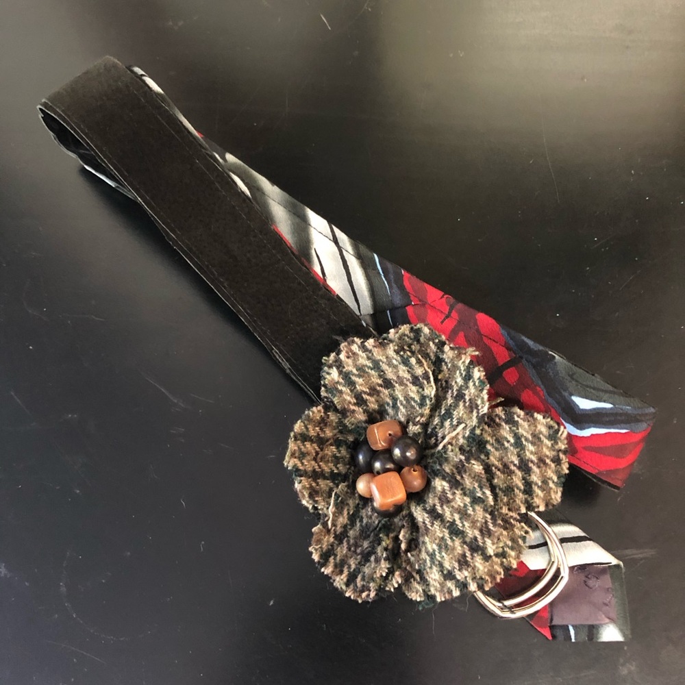 Designer Inspired Silk & Leather D-Ring Belt